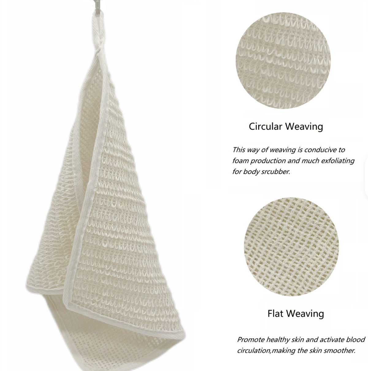 All Natural Exfoliating Linen Cotton Square Towel- Two Pack
