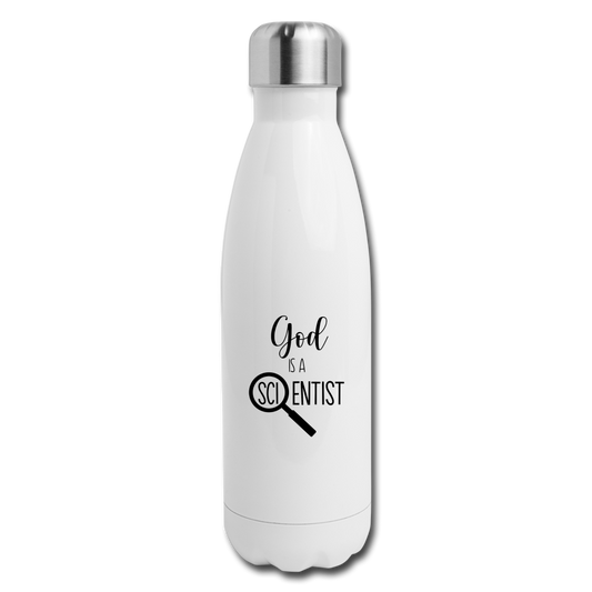 God Is A Scientist Insulated Stainless Steel Water Bottle - white