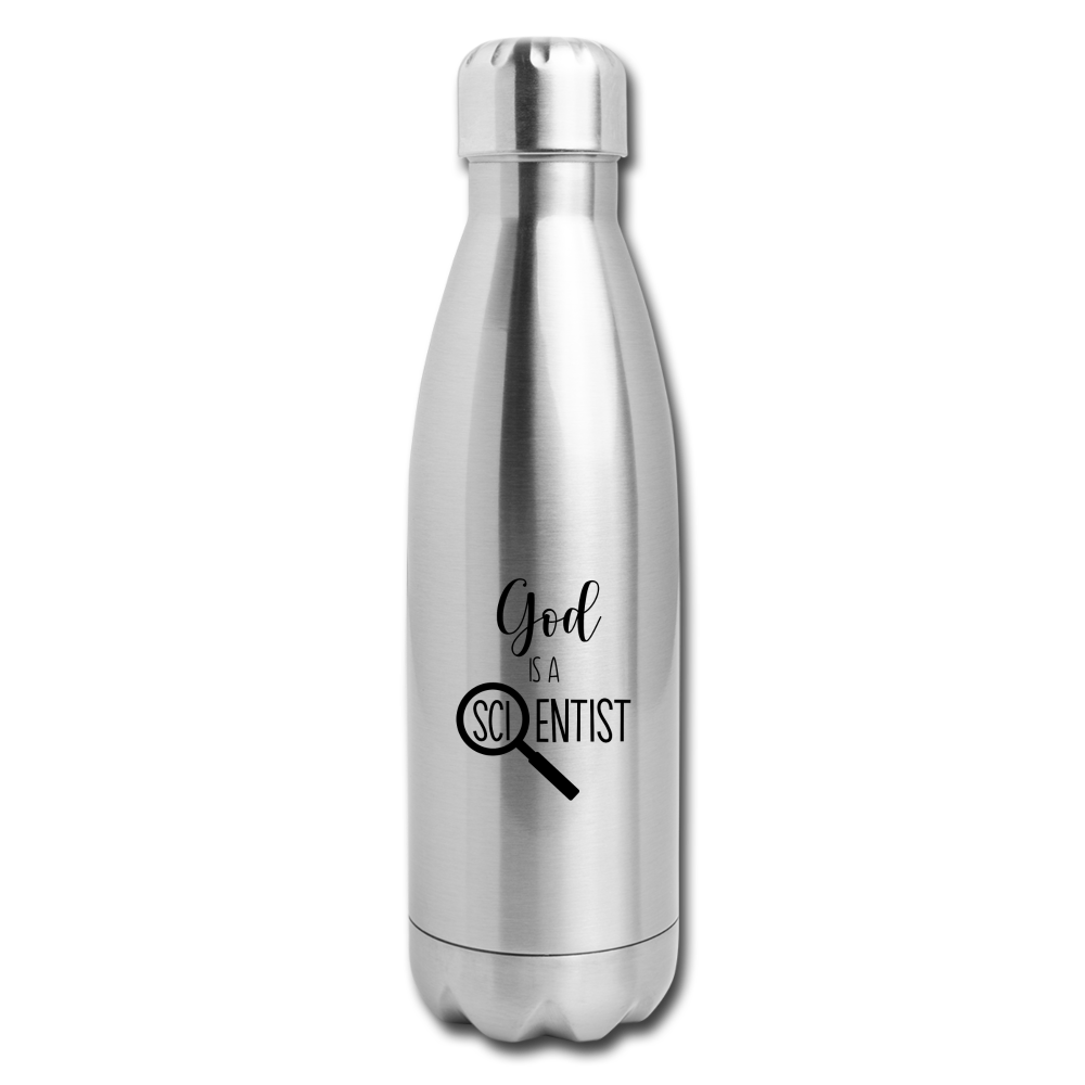God Is A Scientist Insulated Stainless Steel Water Bottle - silver